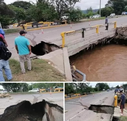 Sufre severos daños el puente que conduce de San Pedro Sula hacia Villanueva, Cortés