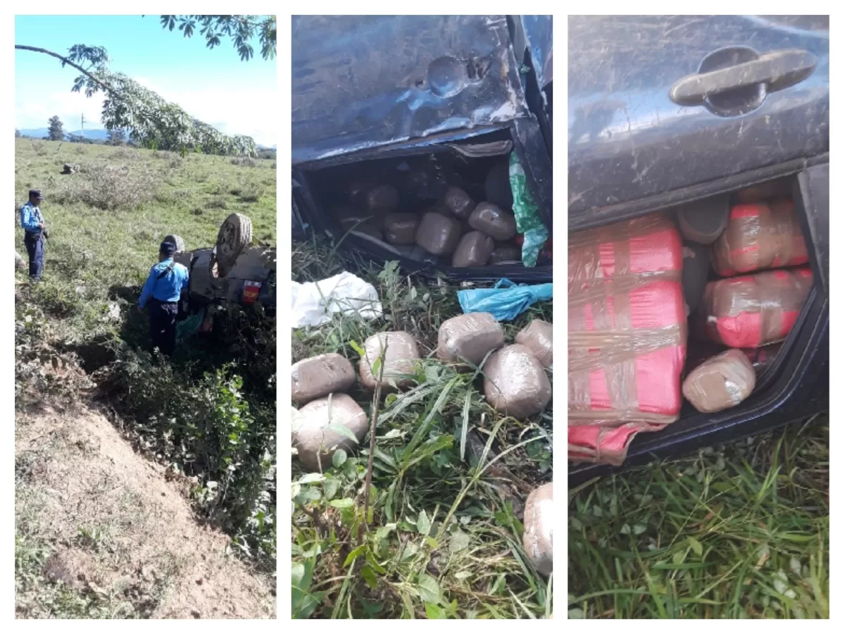 Mediante persecución Policía decomisa fuerte cantidad de presunta droga en Olancho