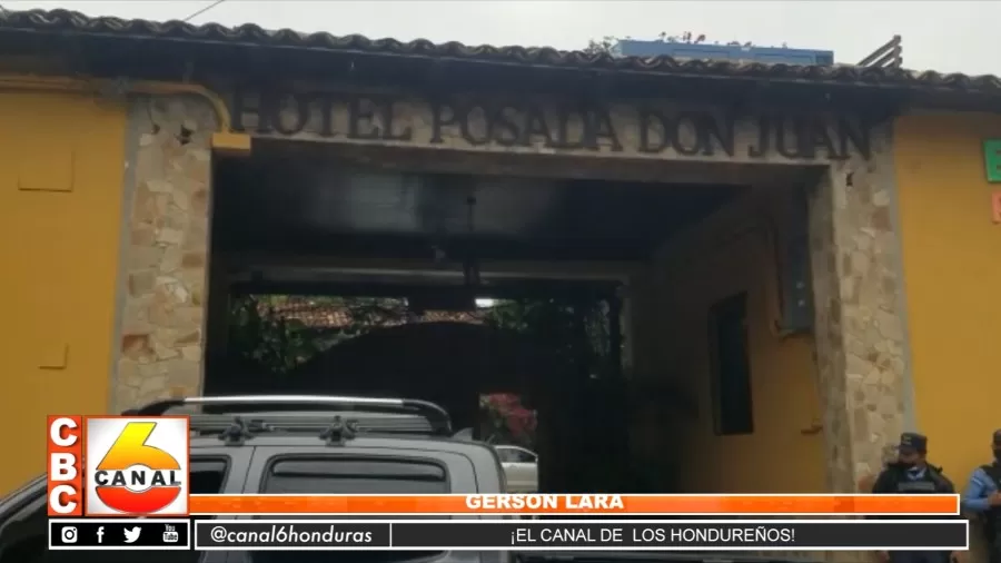 Resguardo policial en hotel de familia Hernández en Gracias, Lempira