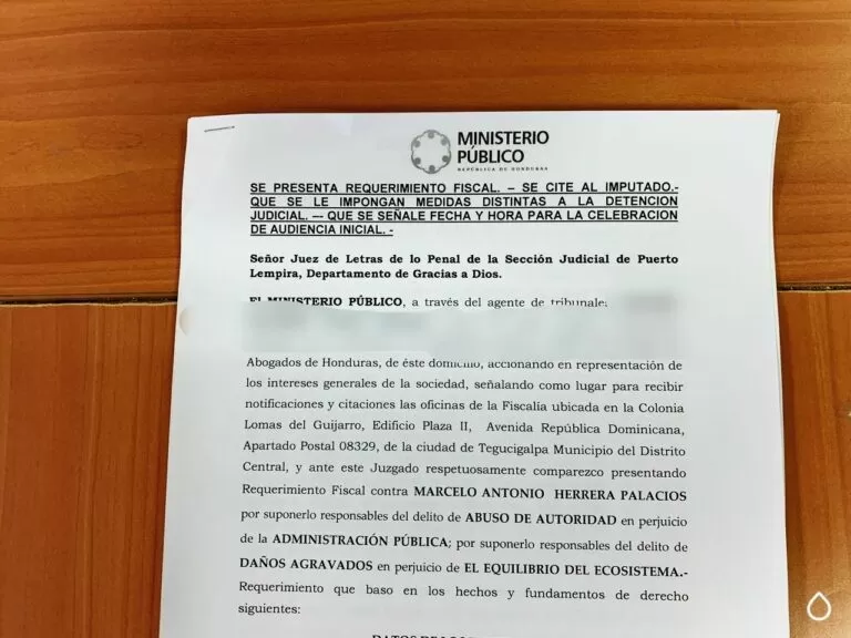 Fiscalía de Medio Ambiente presenta requerimiento fiscal contra ex Alcalde de Wampusirpe, La Mosquitia