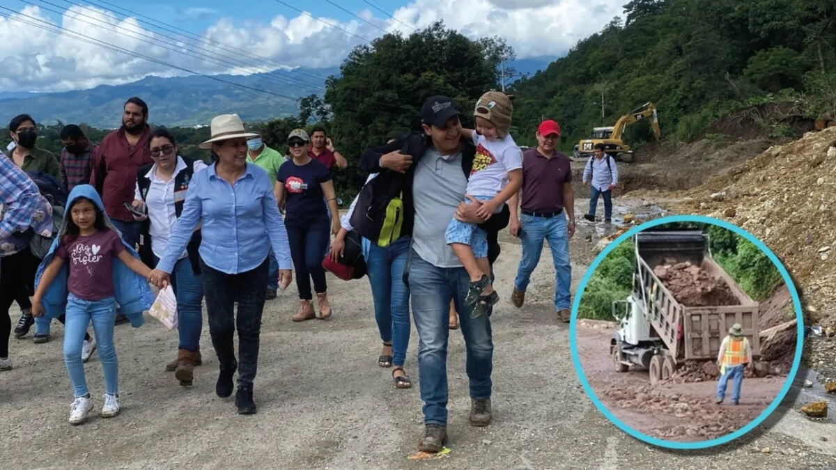 Ministros y gobernadora de Copán inspeccionan trabajos de rehabilitación en carretera