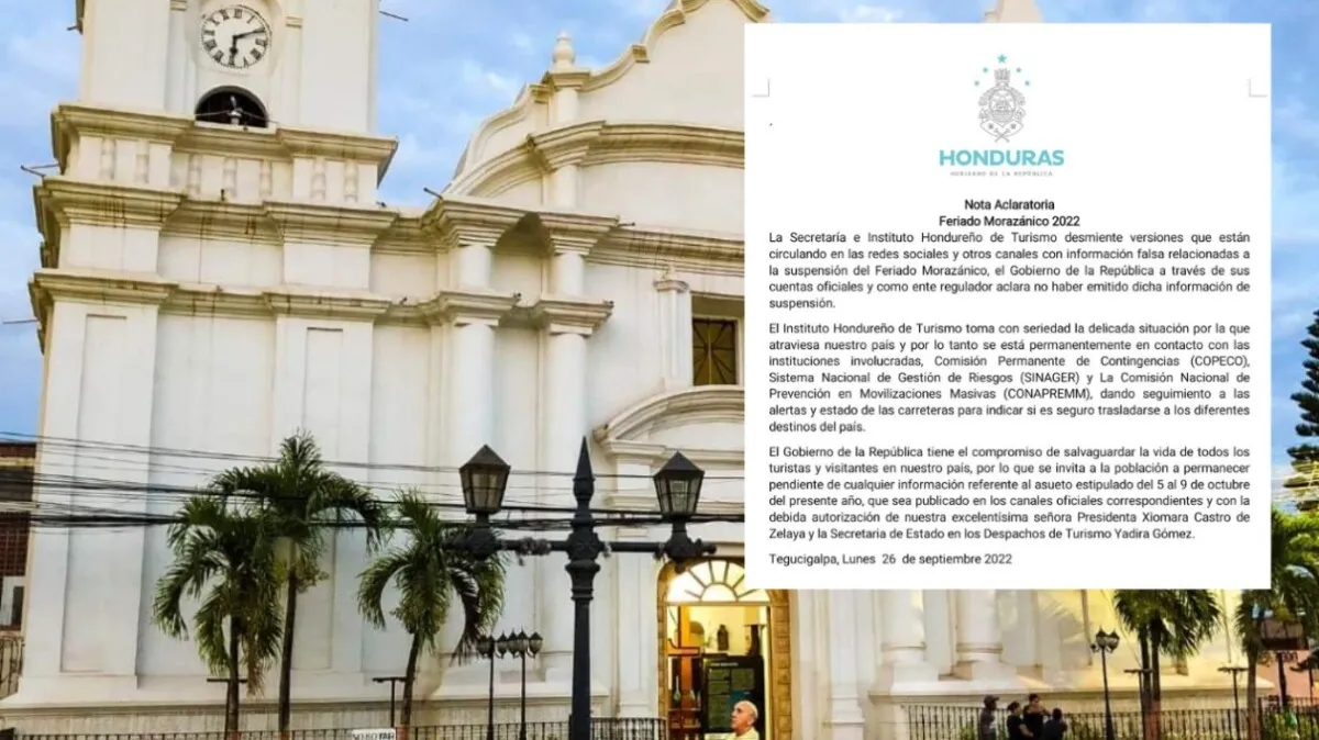 Secretaría de Turismo aclara que es falso el anuncio de suspensión del Feriado Morazánico