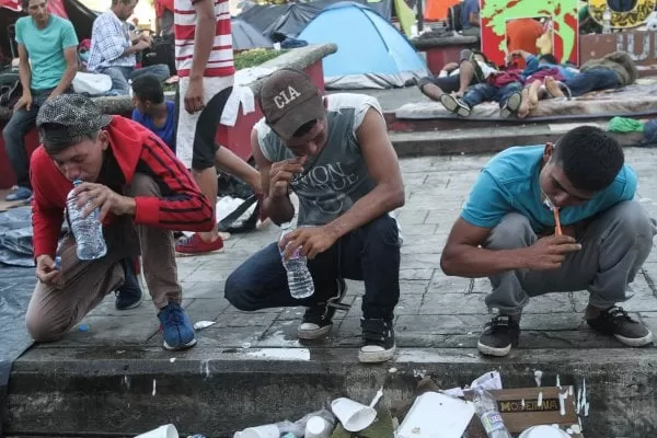 Así amanecieron los migrantes hondureños en México