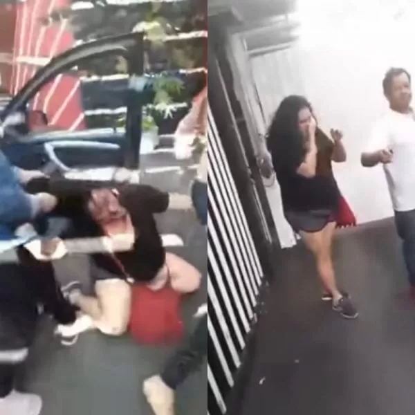 VIDEO: Hombre es emboscado por esposa e hija cuando salía de un motel con la amante