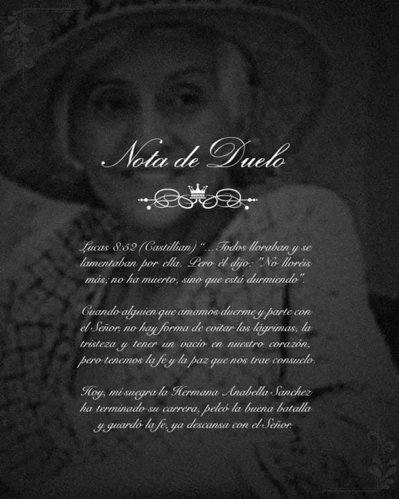 Conmoción por el fallecimiento de Anabella Sánchez, madre de la pastora Ninosca de Ponce