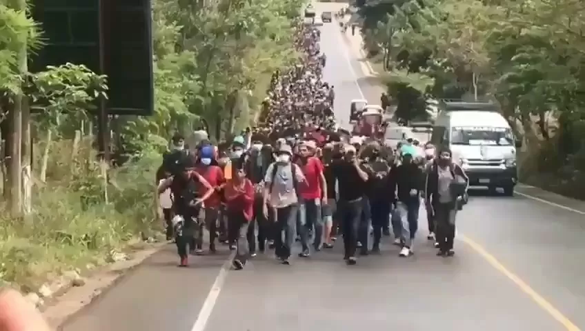 Caravana Migrante de Honduras en Chiquimula, Guatemala