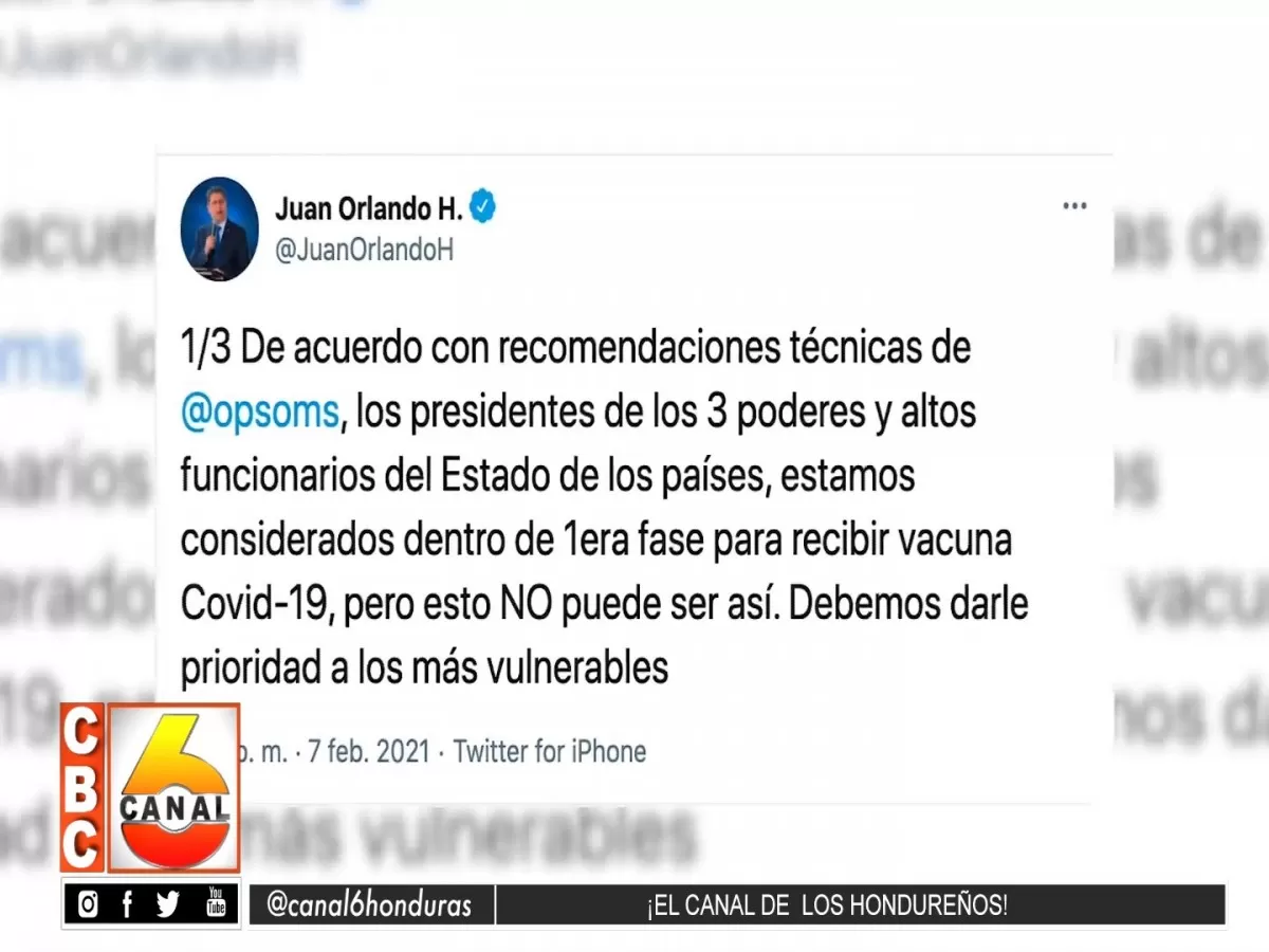 Presidente Hernández y su gabinete ceden turno de vacunación contra Covid-19