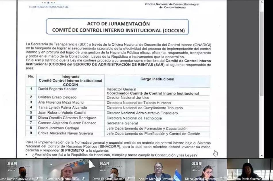 Se ratifica y juramenta comité de control interno del SAR