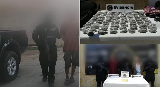 Tres detenidos por extorsión y tráfico de drogas en la zona central