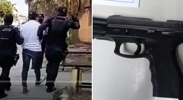 Por porte ilegal de arma de fuego es detenido un sujeto en  La Paz