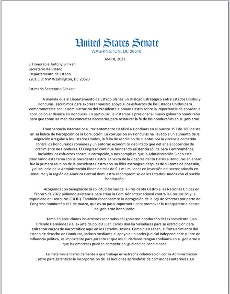 Congresistas de EEUU respaldan instalación de la CICIH en Honduras a largo plazo 0