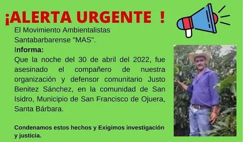 OACNUDH condena el asesinato del líder indígena defensor de derechos humanos y medio ambiente, Justo Benítez Sánchez