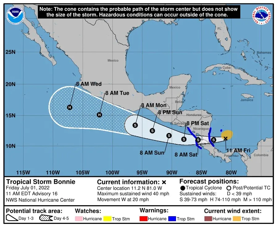 Honduras no será afectada de manera directa por tormenta Bonnie