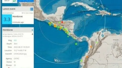 Reportan sismo de magnitud 3.3 en Santa Bárbara