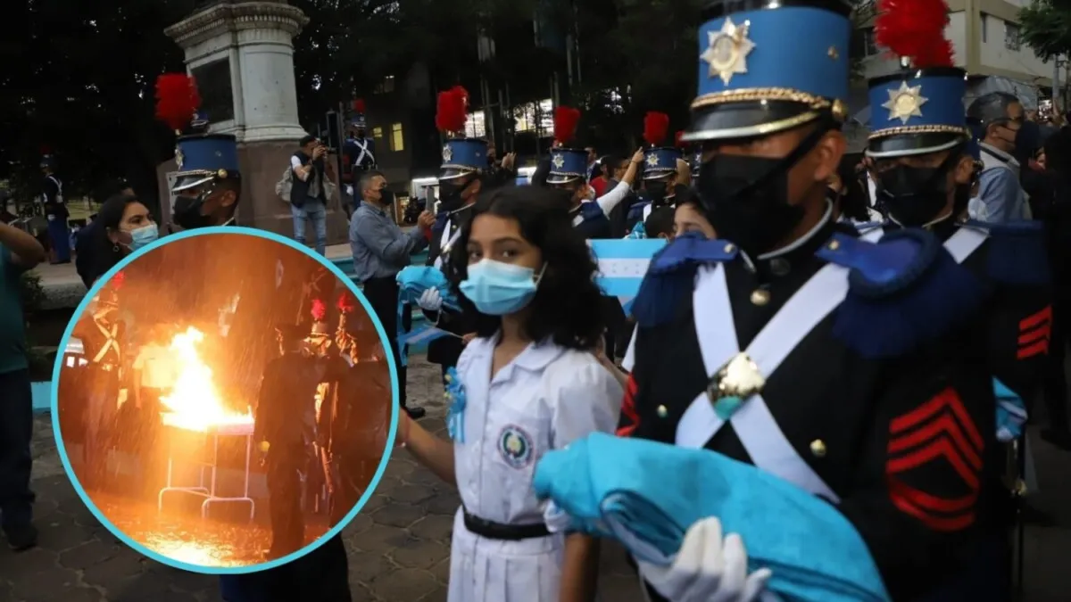 Autoridades realizan el arrío e incineración de la Bandera Nacional en la capital