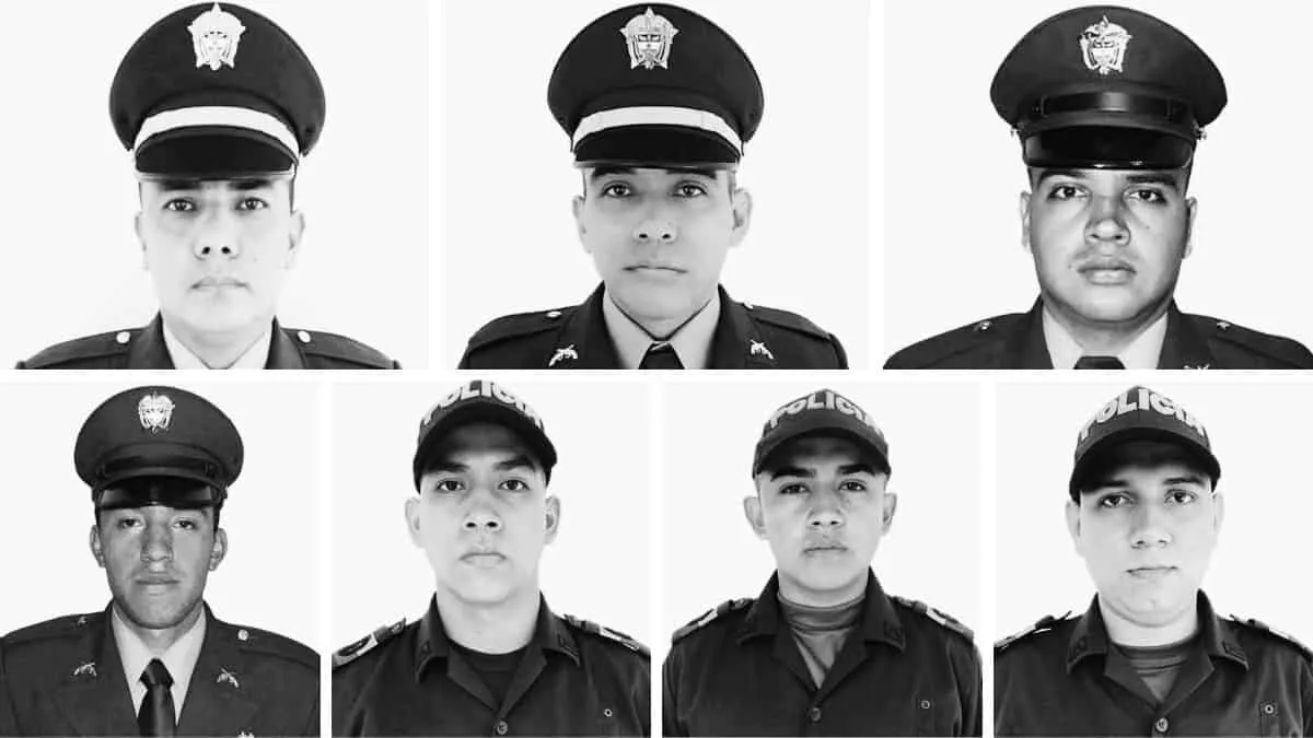 Padres y jóvenes auxiliares: los siete policías asesinados en Colombia este viernes