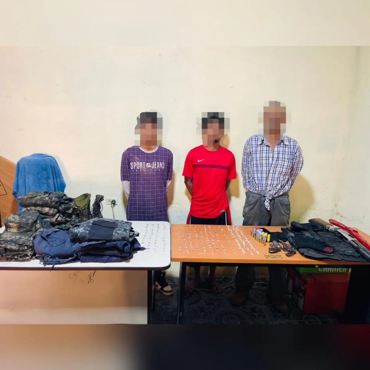 Policías de fronteras detienen tres sujetos con droga armas e indumentaria policial en Trojes