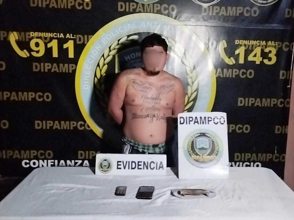 Un cabecilla de la estructura criminal pandilla 18,fue arrestado por la DIPAMPCO a quién se le vincula al delito de extorsión03