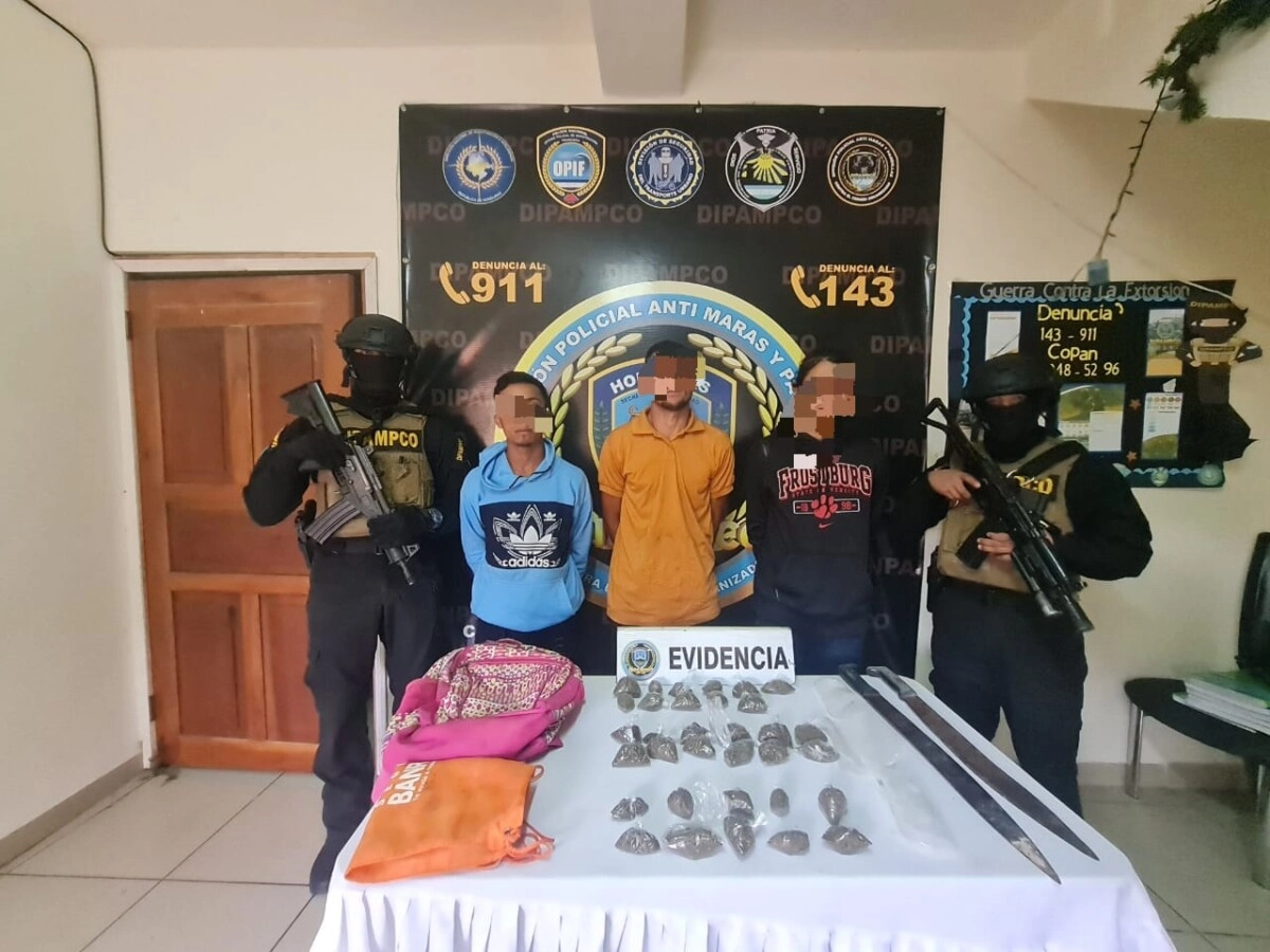 DIPAMPCO captura a tres personas por tráfico de drogas en Ocotepeque