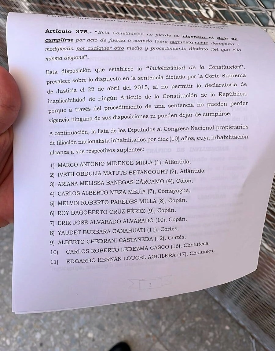 Denuncian A 28 Diputados Y Exfuncionarios Ante El Ministerio Público, Por Apoyar La Reelección De Juan Orlando Hernández (2018 2022) 03