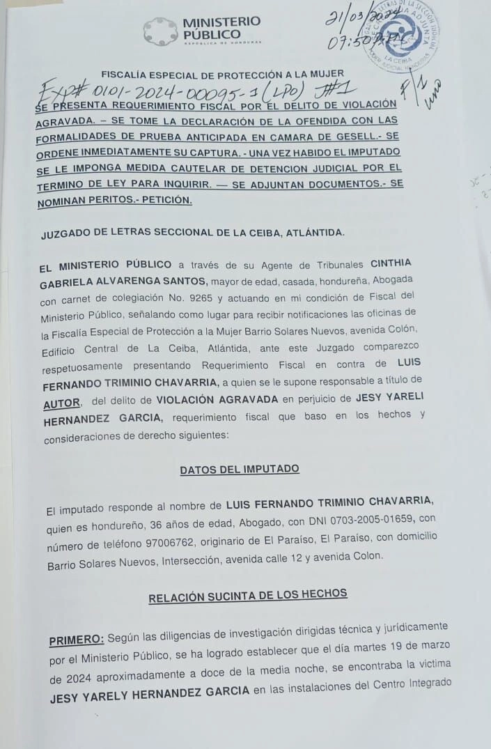 La Fiscalía Especial De Protección A La Mujer Presentó Requerimiento Fiscal Contra Luis Fernando Triminio 01