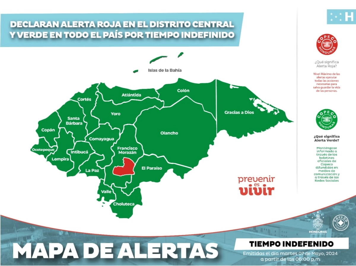 Declaran Alerta Roja En El Distrito Central Y Verde En Todo El País Por Tiempo Indefinido